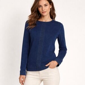 Stella McCartney Denim Blue Western Coastal Back Zip Long Sleeve Blouse Size S